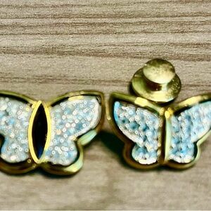 Tiny Gold and Black Butterfly pin and brooch